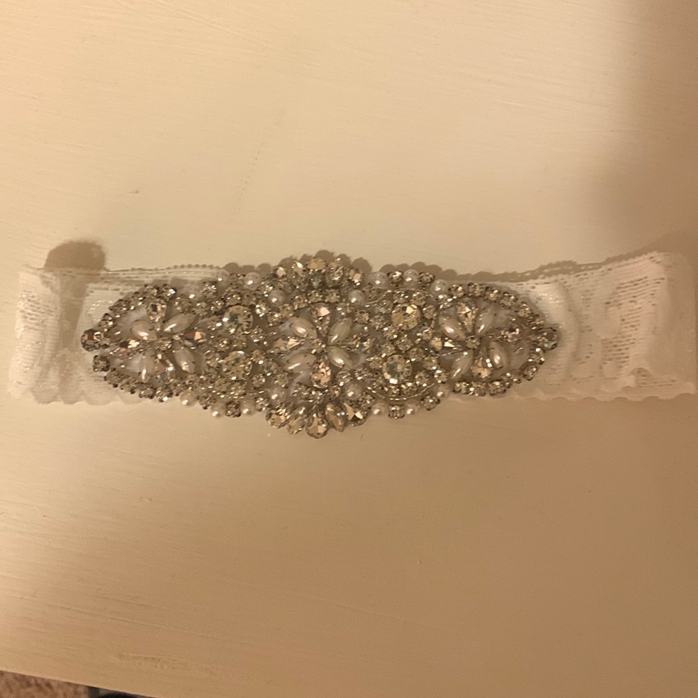 White wedding garter